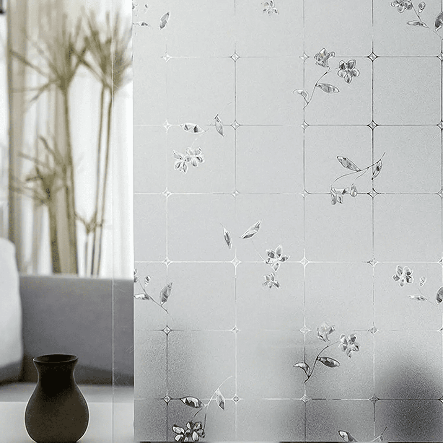 Window Films for Privacy, Plant Pattern Static Cling Frosted Glass ...