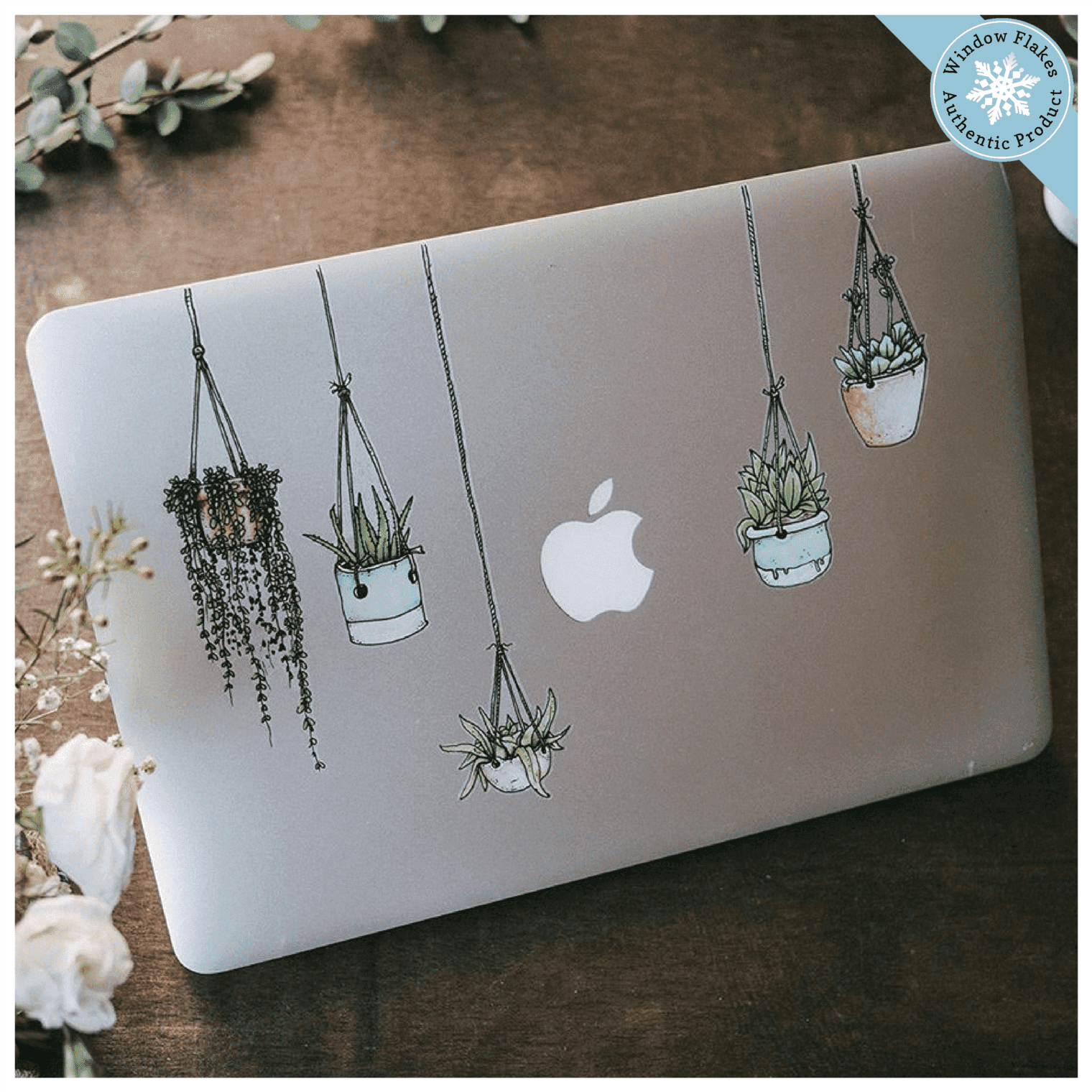 Window Flakes Hanging Plant Laptop Stickers, Computer Decal, Journal ...