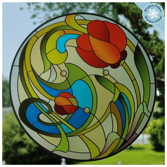 Tulip Flower Sun Catcher Stained Glass Window Cling