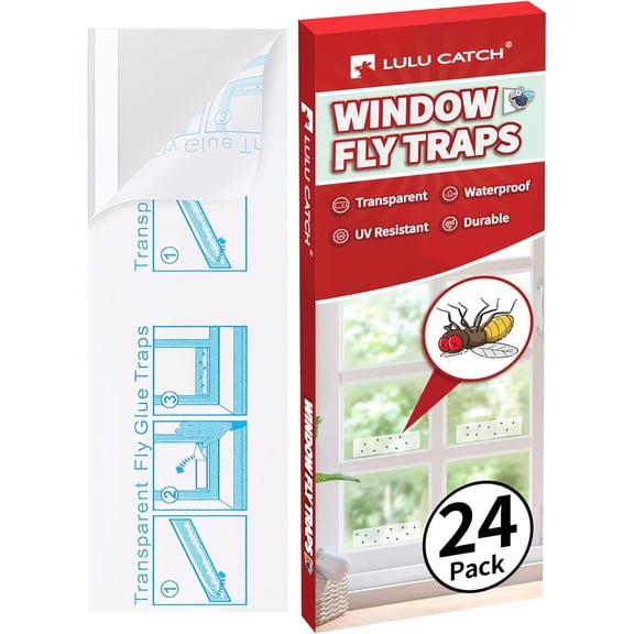 Window Fly Traps, 24 Pack Fruit Fly Traps for Indoors, Sticky Gnat Traps Fly Catcher, Non-Toxic Flying Insect Trap, Pet Safe Pest Control for Home, Kitchen & Garage