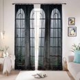 thumbnail image 1 of Window Forest Blackout Curtains for Bedroom/Living Room, Pinch Pleated Black Out Curtains, Vintage Arched Black Green Room Darkening Window Drapes with Hooks 2 Panels, 39"x70", 1 of 8