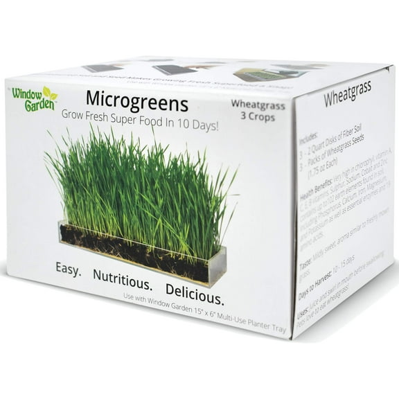 Window Garden 15” x 6” Planter Tray Micro-green Organic Wheatgrass 3 Pack Refill