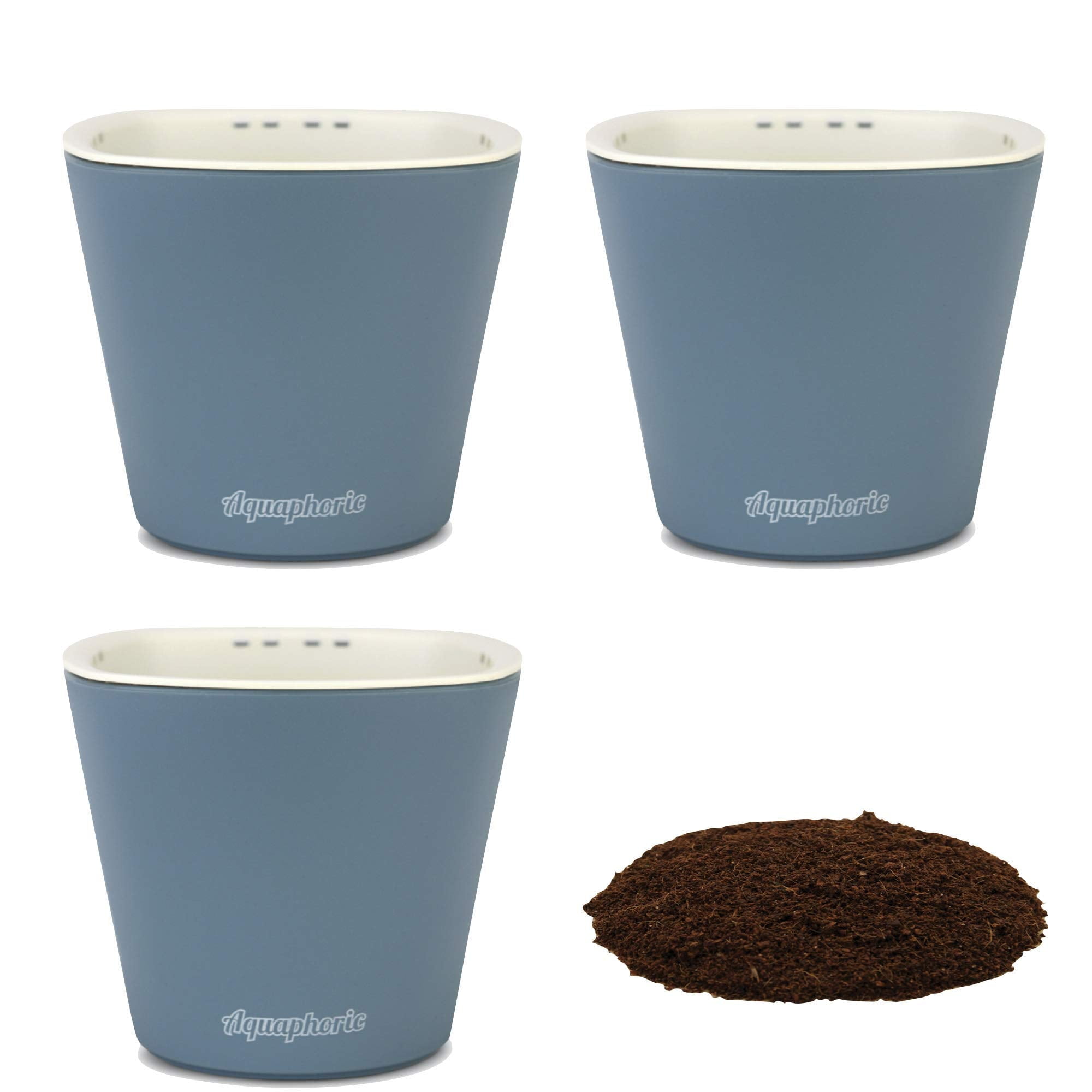 Slate Matte Mini Self-Watering Indoor Planter Pots, 3 Pack