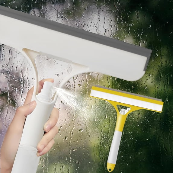 Window Glass Cleaning Squeegee Scraper: Window Squeegee with Sprayer, 3 in 1 Window Cleaning Scraper, 2025 New Glass Scraper All Purpose Window Cleaner Tool for Home, Kitchen, Bathroom, Car (Blue)