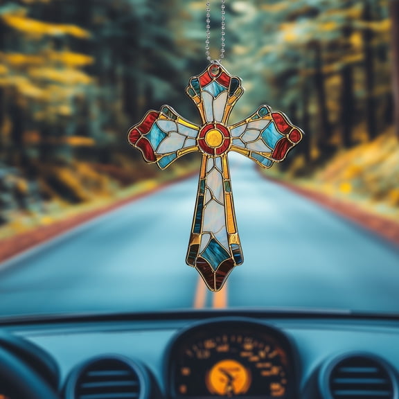 Window Hanging Acrylic Cross, Car Decoration, Religious Suncatcher, Christian Gift for Dad or Mom, Unique Home Décor, Spiritual Ornament, Faith Symbol, Boho Room Decor