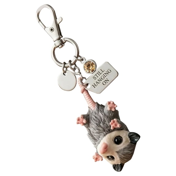 Window Hanging Decor Cute Opossum Keychain Inspirational " Hanging On" Charm Smooth Edge For Party Favor Gift Black