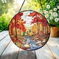 thumbnail image 1 of Window Hanging Glass Autumn Forest Scene, Car Decoration, Elegant Stained Glass Art, Gift for Dad or Mom, Home or Auto Decor, Unique Handmade Ornament for Parents, 1 of 5