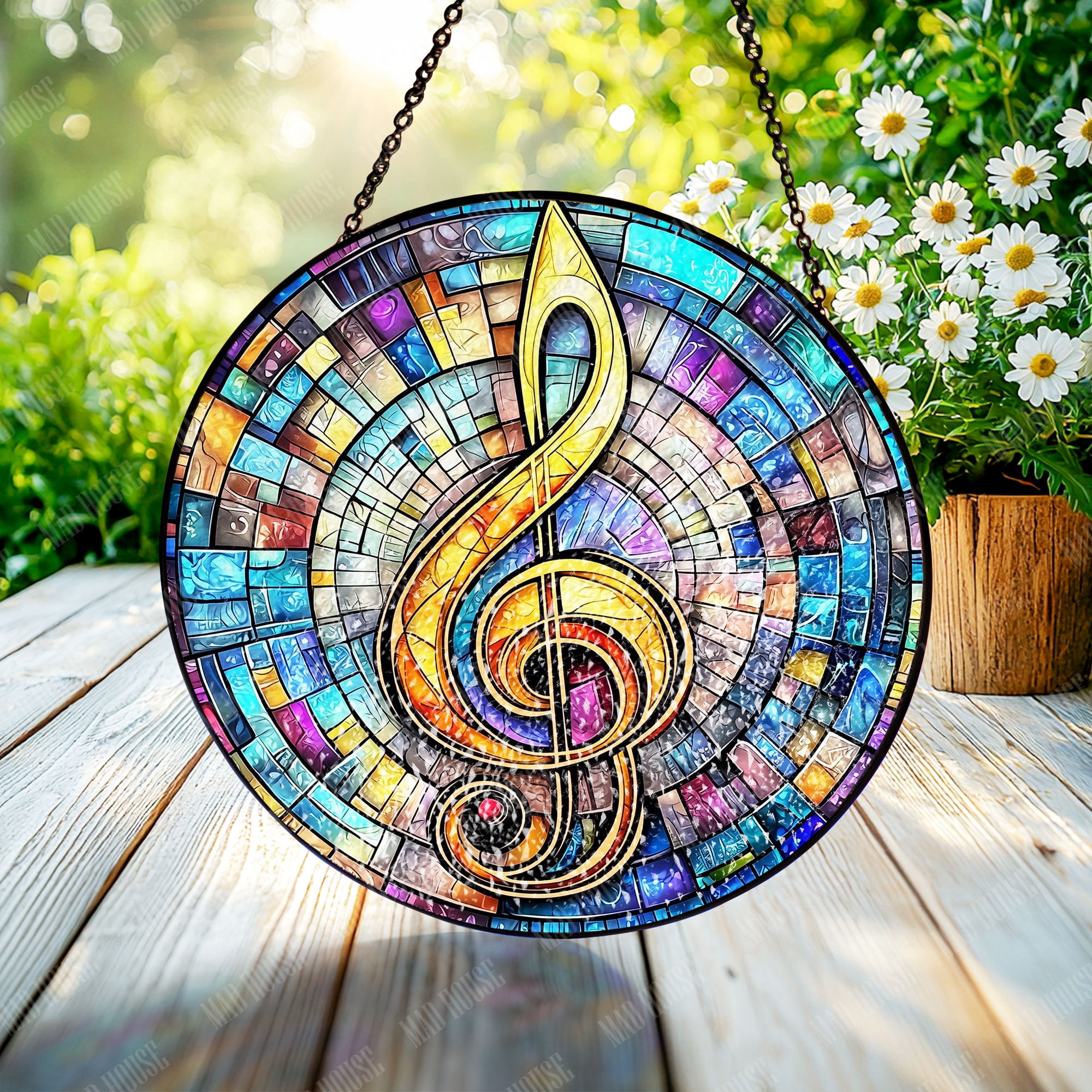 Window Hanging Glass Musical Note, Car Decoration, Elegant Stained ...