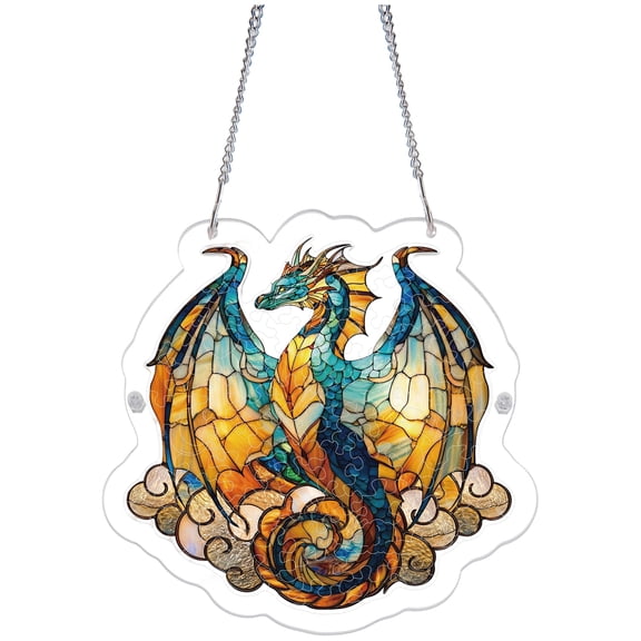 Window Hanging Sun Catcher Set,2D Acrylic Puzzle Dragon Designs for Sunlight Display and Artistic Home Wall Decoration