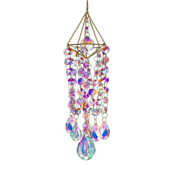 Window Hanging Suncatcher Chandelier Wind Chimes Elegant Glass Artwork for Indoor Outdoor Decoration