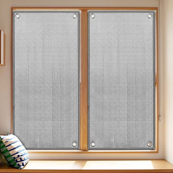 Window Heat Blocker, Blackout Aluminum Foil Window Film with Suction Cups Reusable Thermal Window Insulation Cover for Summer Heat Sun Blocking Privacy Shade for Home Sun Room (15.74x39.37in)