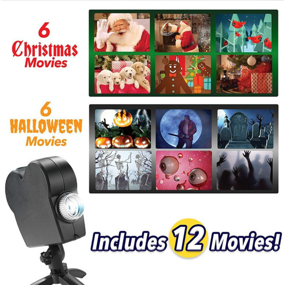 Window Holographic Projector,Christmas Led Holographic Projection Lamp,12 Movies,Used for Halloween Outdoor,Christmas Garden Decoration Family Outdoor Party