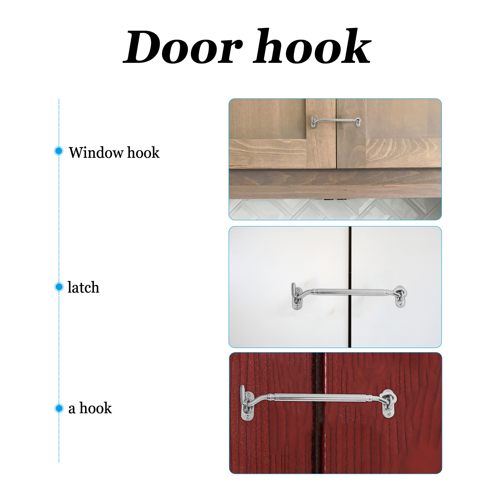 Window Hook 3 Pcs Stainless Steel Cabin Hooks Heavy Duty Latch Locks