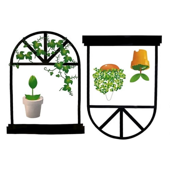 Window House Plant Style Easy Peel and Stick DIY Wall Decal Adhesive Sticker for Home, Office, Workplace, Spa, Nail Salon, Beauty Salon, Nursery, Playroom and Classroom Decor