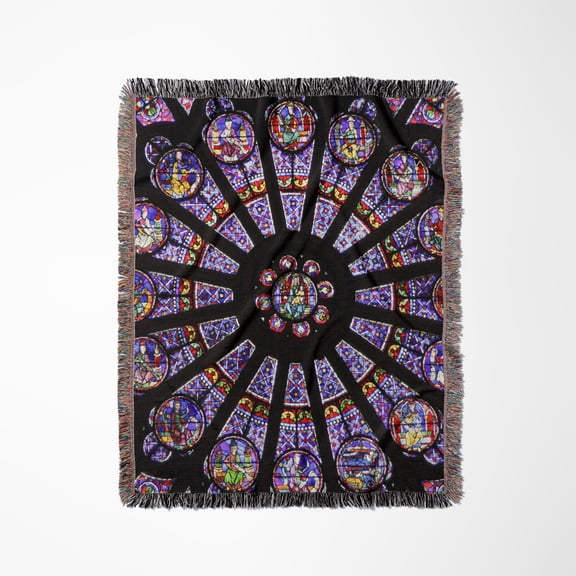 Window In Notre Dame Cathedral, Paris, France - Eu09 Wsu0025 - William Sutton, Woven Blanket