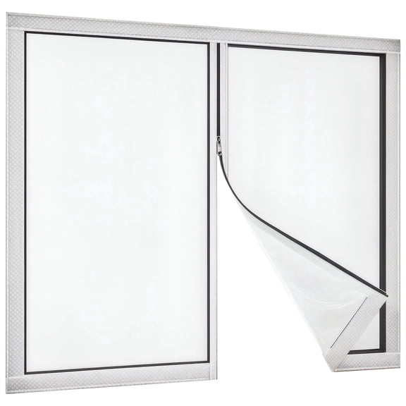 Window Insulation Kit with Zipper, Self-Adhesive EVA Plastic Winter Window Seal, Draft Stopper for Energy Saving, Easy Install Transparent Film