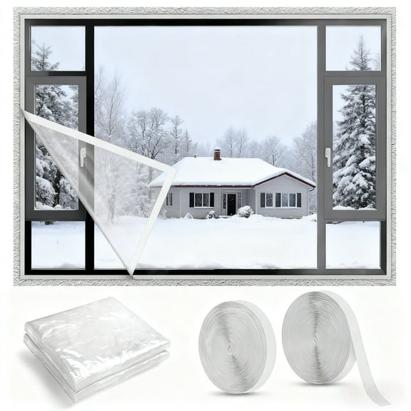 Window Insulation Kit, Heavy Duty Film with Tapes, Reusable Thermal Insulation for Winter, Breathable Weatherproof Home Protection (63 x 63inch)