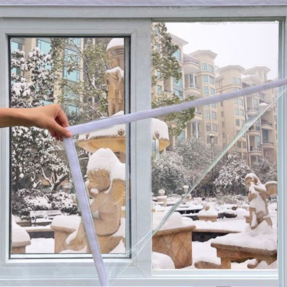 Window Insulation Kit Transparent Easy to Open Plastic Window Wrap for Bedroom Living Room Windows 160 160cm