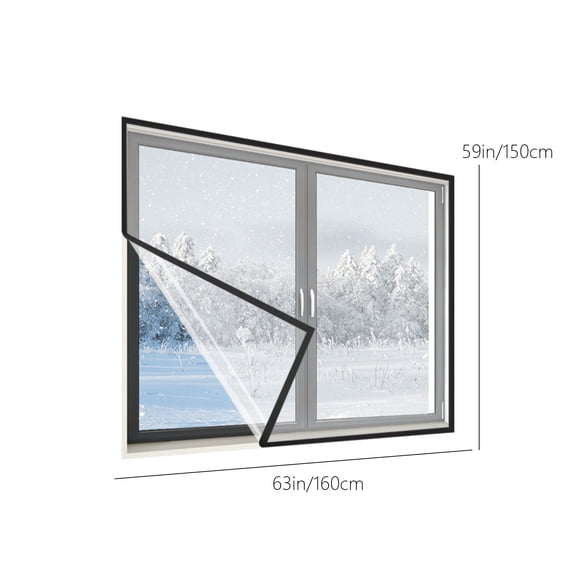 Window Insulation Kit with Adhesive Straps Reusable, Clear Window Insulation Film Keep Warm for Winter, 60x62 Inch