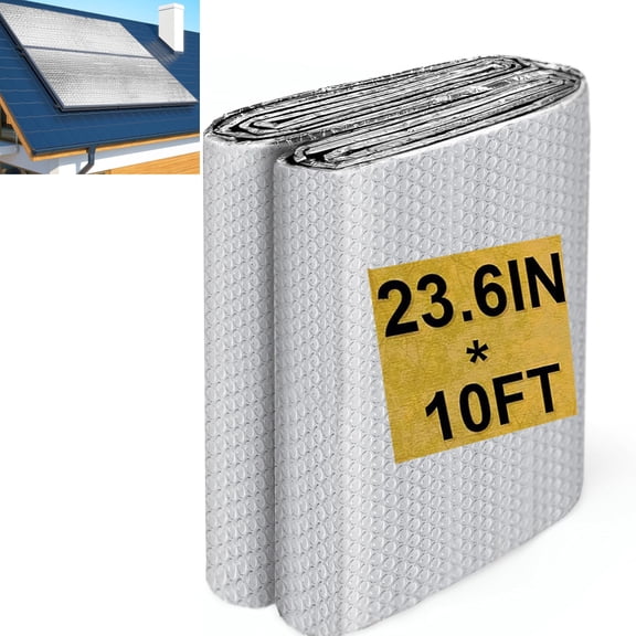 Window Insulation Roll Tutuviw 23.6IN x 10FT Bubble Aluminum Foil Sheet Double-Sided Aluminum Foil Insulation Heat Reflective Window Film Weatherproof Garage Door Cover for Roof Garage Doors