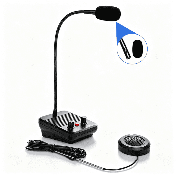 Window Intercom Speaker System, Dual-Way Intercommunication Microphone Teller Window Speaker Talk Through Glass Window Counter Intercoms for Business/Bank/Office/Hospital