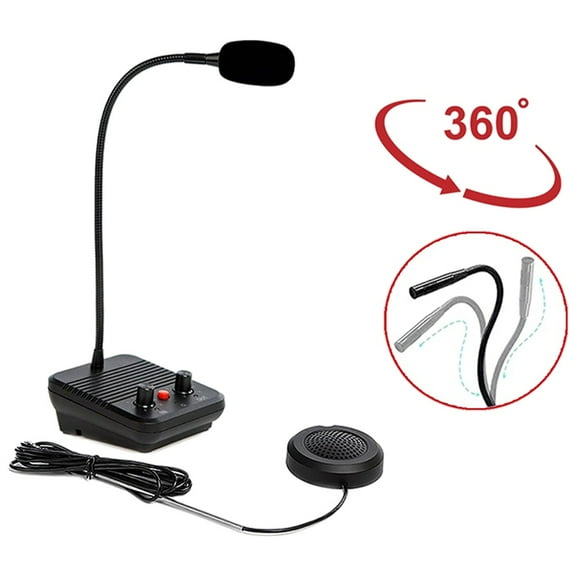 Window Intercom Dual-Way Intercommunication Microphone and Speaker Bank Window Intercom Glass Window Microphone Anti-Interference Noise Free for Business/Bank/Office/Hospital Counter