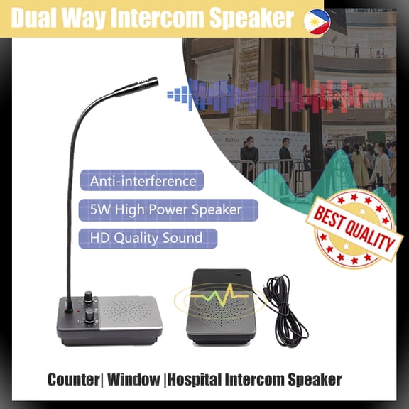 Window Intercom with Outer Speaker, Loud Speaker, Dual Way Voice Intercom, Bank Counter Interphone, Intercom System for Ticket Office, Hotel, Government, School, Medical Center, Station
