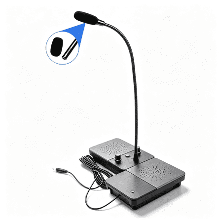 Window Intercom System Queue Wireless Calling with Microphone and Speaker - Dual Way Talk through glass intercom for Ticket Office, Hotel, School