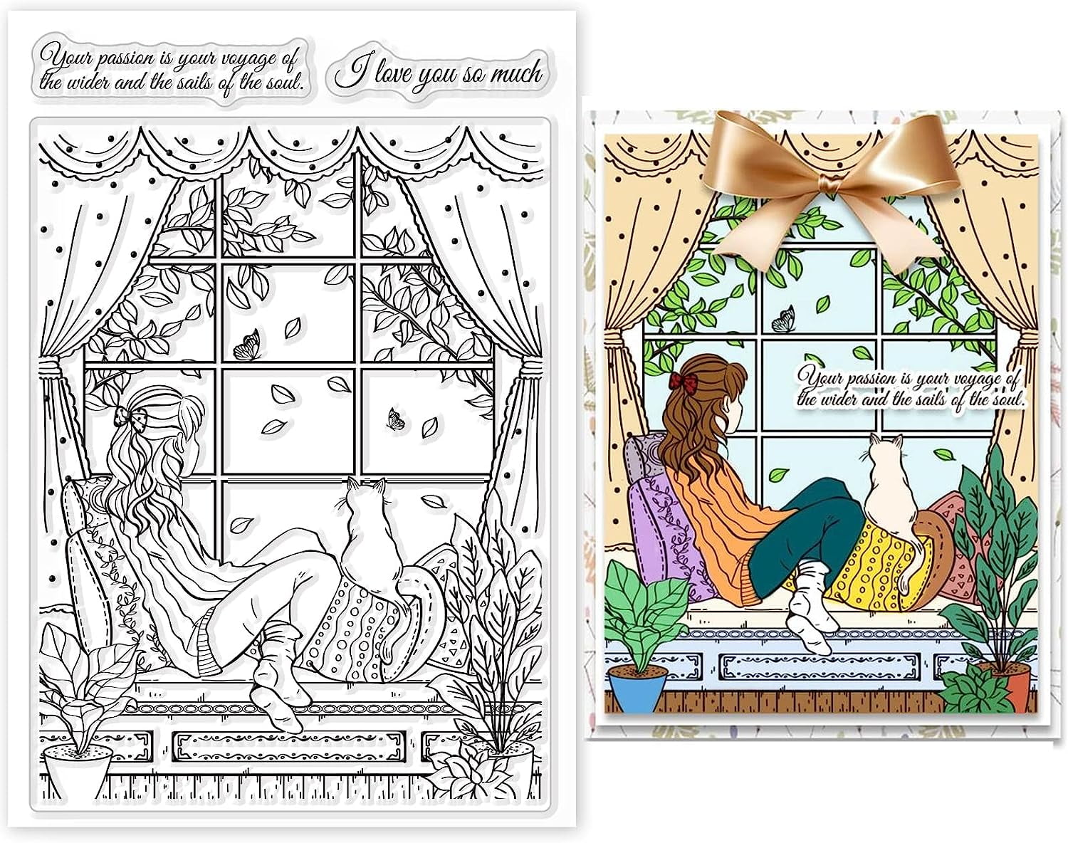 Window Lady Clear Stamps Sentiment Words Silicone Stamps Window Scene ...