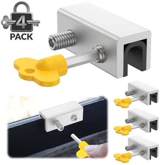 Window Lock 4 Set Sliding Security Window Lock with Key for Vertical Sliding Windows and Doors for Patio Bedroom Home and Office