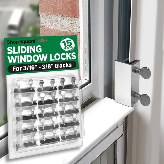 Window Locks, 15 Pack for Vertical and Horizontal Windows, Sliding Locks, Adjustable Aluminum Stoppers, Window Security, No-Drill Install, Fits Tracks up to 3/16" Wide