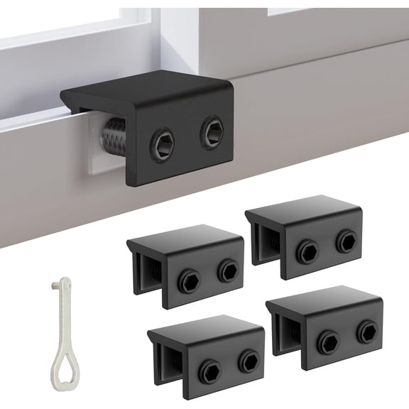 Window Locks 4-Pack, Keyed Window Locks & Child Proof Security Lock for Sliding Windows from Inside, Adjustable Blocker for Vertical & Horizontal Windows, Easy Install for Home Office(4, Black)
