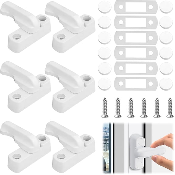 Window Locks, 6 Pcs Extra Security Sash Jammers, Window Locks for Upvc Windows, Suit Bathroom Balcony Windows(White)
