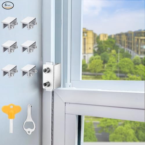 Window Locks, 6 Sets Window Locks Security with Key, Adjustable ...