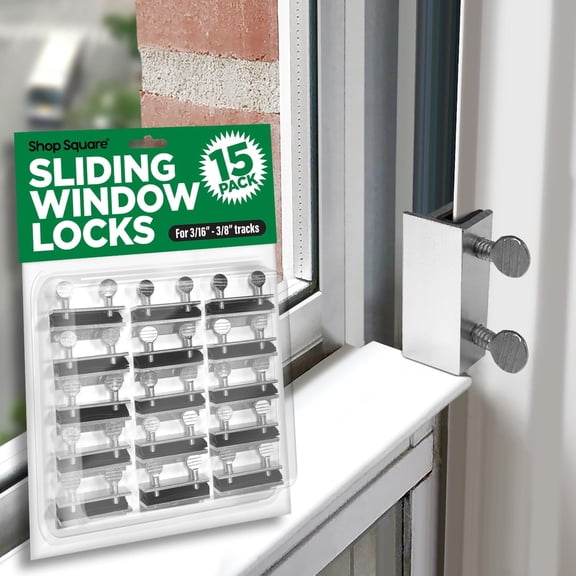 Sliding Window Locks, 15-Pack – No-Drill, Fits Vertical & Horizontal Windows (28–36mm Track Width)