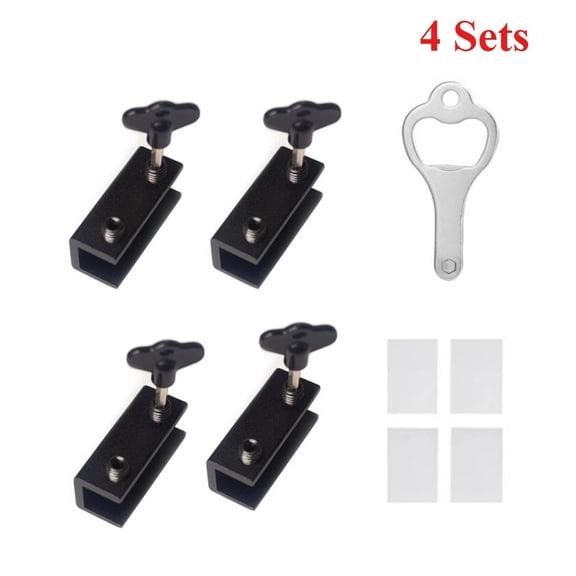 Window Locks for Vertical and Horizontal Windows, Adjustable Aluminum Window Stoppers, No-Drill Install