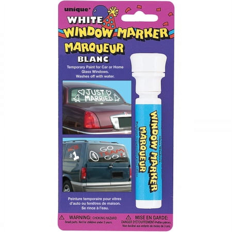 Jam Paper Team Spirit Window Markers, Washable Ink for Car/Home Windows, White, 2/Pack | 5269WMWHA