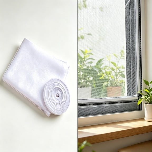 Window Mesh Net with Tape Easy to Cut and Install, 59x51 Inch Insect Screen for Windows, Removable Fly Mosquito Protection Netting