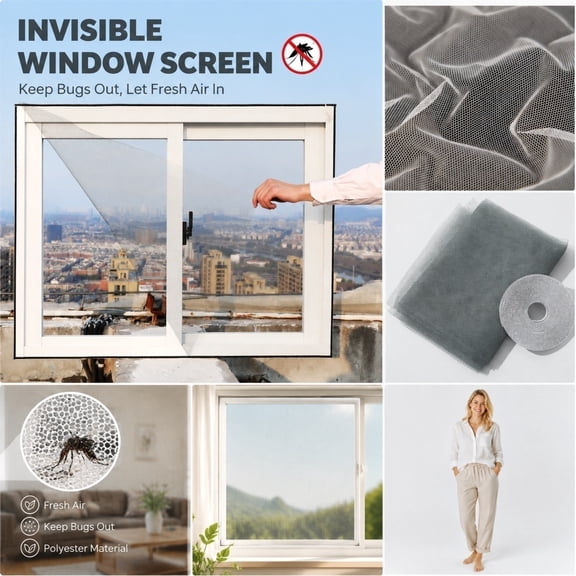Window Mesh Screen, Window Bug Screen, Mesh Screen for Windows, Insect Barrier, 59X59 Inch 1Pc Invisible Polyester Screen Netting, Fine Weave See-Through Replacement Fabric Blocks