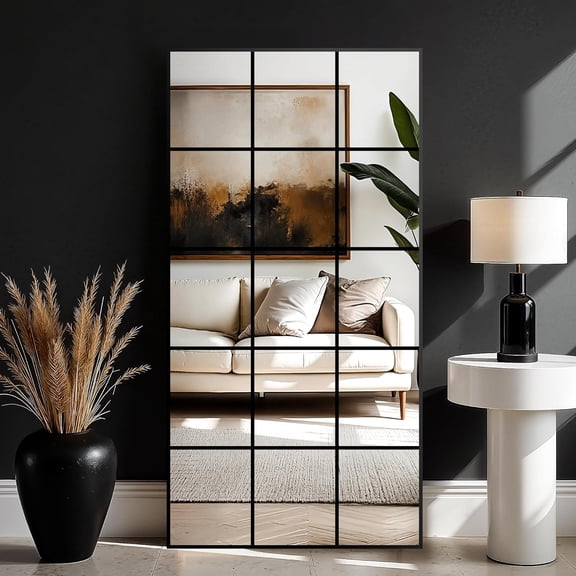 Window Mirrors for Wall Decor, Large Wall Mirrors Decorative Window Pane 28 x 55, Rectangular Metal Framed Wall Mounted Mirrors for Bedroom, Living Room, Dining Room, Entryway, Bathroom