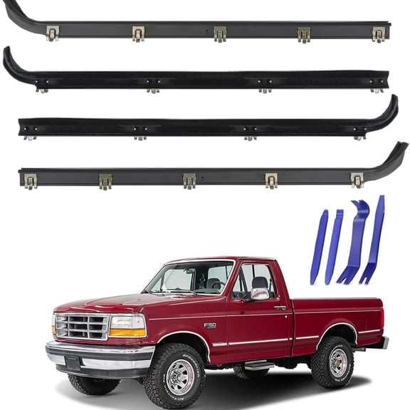 Window Molding Sweep Felt Trim Seal for 1987-1997 Ford F150 F250 F350 Bronco,Front Inner & Outer Door Weatherstrip Window Seal Belt