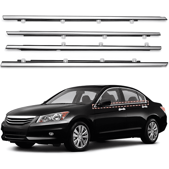Window Molding Trim for Honda Accord 2008-2012,4-Door Sedan,Chrome Outside Door Weatherstrip Window Seal Belt,Replace#72410-TA0-A01 72450-TA0-A01 72910-TA0-A01 72950-TA0-A01