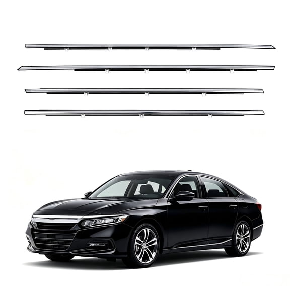 Window Molding Trim Chrome Outside Door Weatherstrip for Honda Accord 2013-2018 Sedan 4-Door Outer Door Weatherstrip Window Seal Belt Replace 72450T2AA01 72410T2AA01 72950T2AA01 72910T2AA01