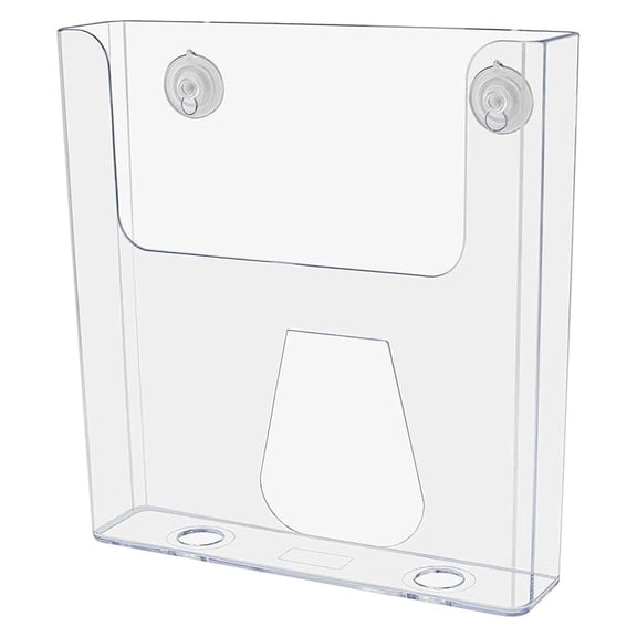 Window Mount Brochure Holder 8.5" Wide with Suction Cups for Flyer Display Clear Acrylic Glass Mount Catalog or Magazine Holder
