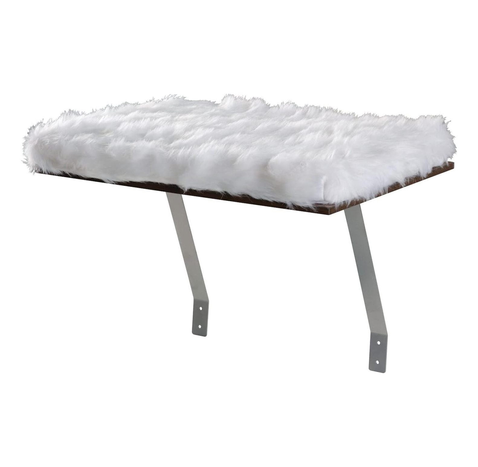 Window Mount Cat Perch - Window Sill Shelf, Padded Cat Wall Bed, Space Saving Furniture for Pets, Removable Faux Sheepskin Cover, Holds 20-35 Pounds
