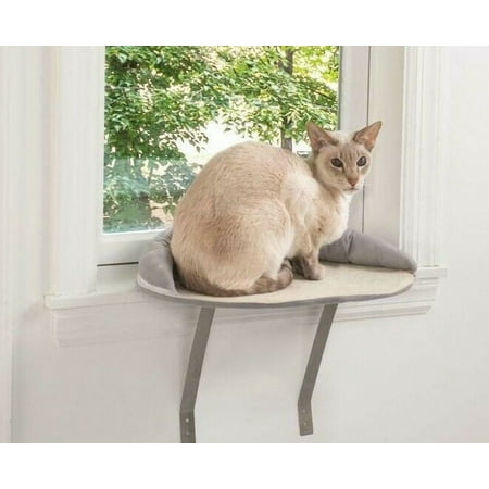 Window Mount Pet Cat Bed, Kitty Perch Hammock Window Perch Cat Window Seat Perch Pet Sunny Seat Cat Bed for Window Sill Mounted Indoor Gray