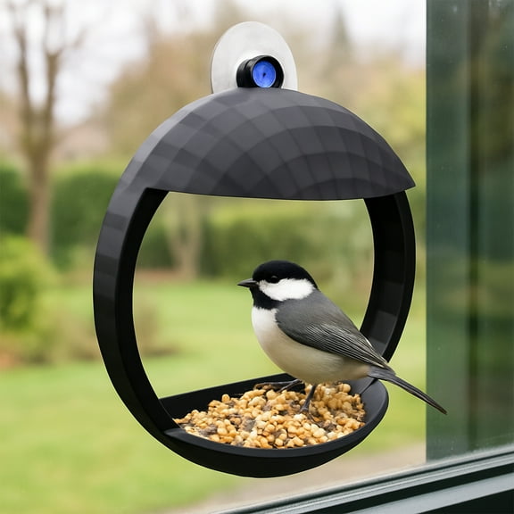 Window-Mounted Bird Feeder, Clear Acrylic Bird Feeder That Attaches to Windows, Easy to Fill & Clean, Perfect for Watching Birds Closely, Suitable for Small Birds & Backyard Use, Black, 1pc