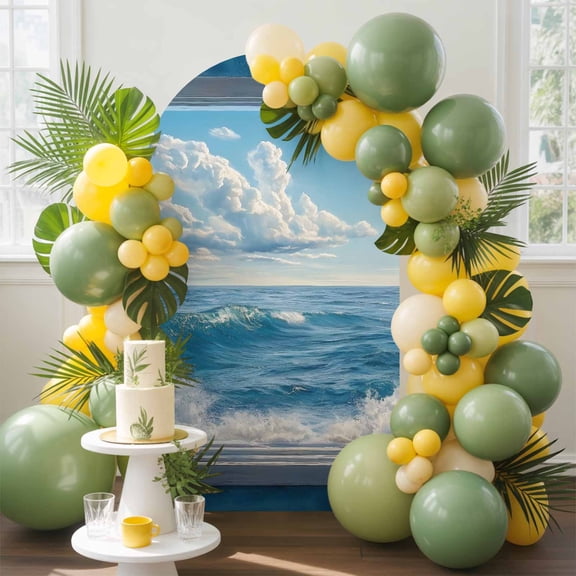 Window On The Ocean Arch Backdrop Cover, 4FT, Wave Cloud Spandex Arch Covers Double-Sided Backdrop for Wedding Birthday Party Photo Background Decoration
