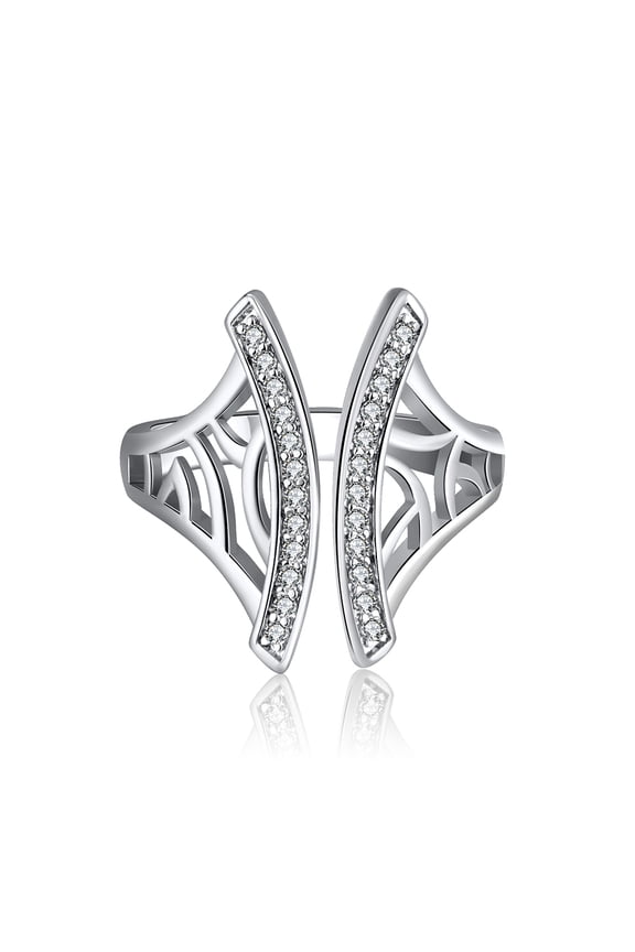 Window Pattern Adjustable Ring for Women Cz Gold Plated Ginger Lyne Collection