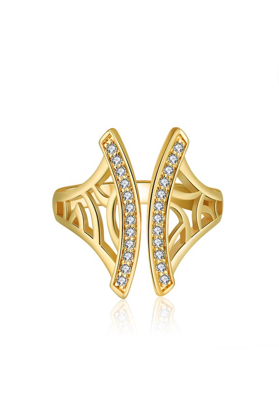 Window Pattern Adjustable Ring for Women Cz Gold Plated Ginger Lyne Collection